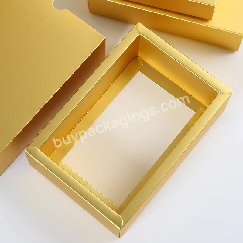 Wholesale Golden Drawer Cardboard Paper Packaging Box With Logo Folding Drawer Packaging With Clear Sleeve