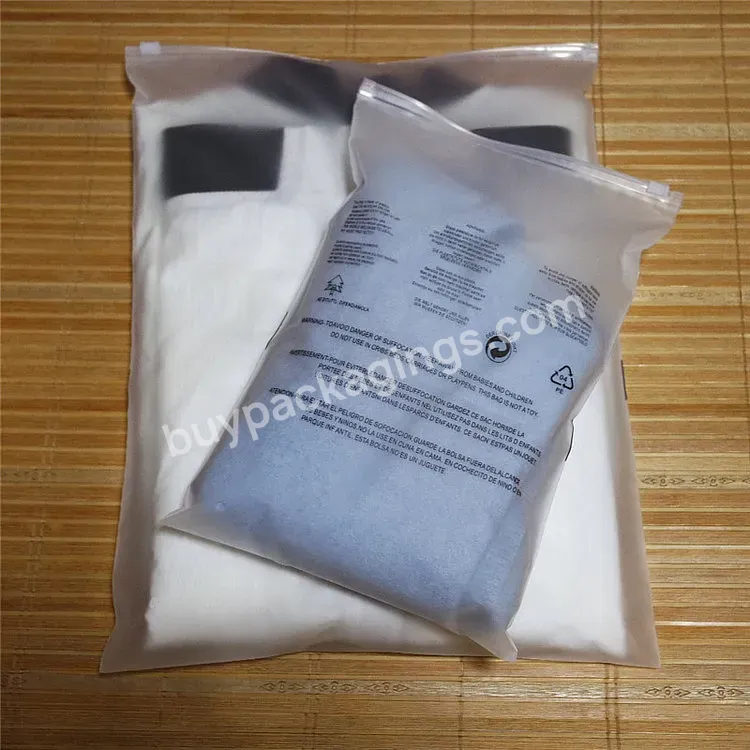 Wholesale Good Quality Custom Packaging Printed Logo Shirt Clothes Plastic Frosted Zipper Clothing Bag