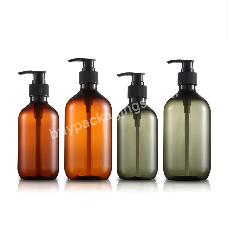 Wholesale Green Grey Transparent Empty 300ml Pp Pet Plastic Hair Oil Bottles Shampoo Bottle With Lotion Pump