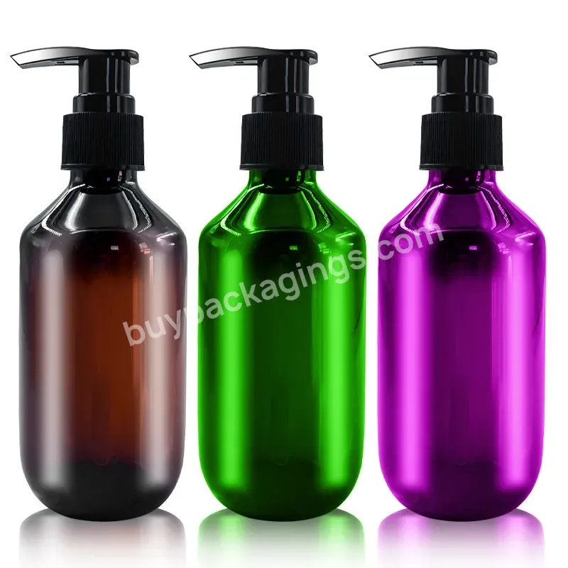 Wholesale Green Grey Transparent Empty 300ml Pp Pet Plastic Hair Oil Bottles Shampoo Bottle With Lotion Pump