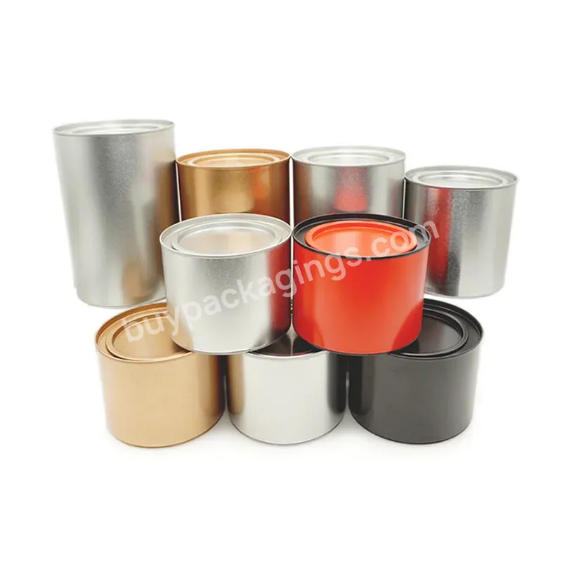 Wholesale Grind Arenaceous Tin Box Custom Logo Round Tin Box For Tea Coffee Packaging Box Tea Tin Packaging