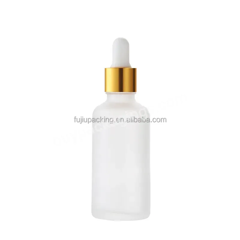 Wholesale Hair Oil Bottles 30ml 1 Oz Hair Oil Clear Matte Cosmetic Glass Bottle With Uv Gold Dropper Cap