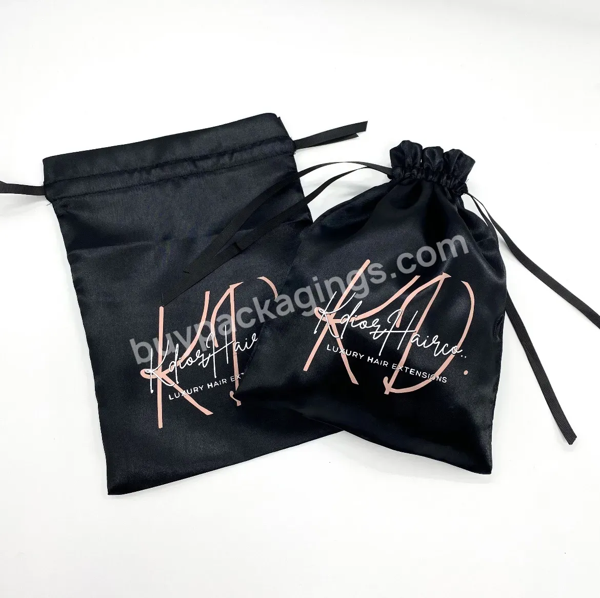 Wholesale Hair Packaging Bags Silk Custom Logo Jewelry Gift Drawstring Dust Cosmetic Bag For Handbag