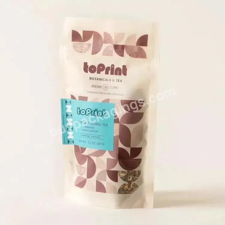 Wholesale Heat Seal Stand Up Pouch Coffee Bean Food Packaging Bag With Window Resealable Aluminum Foil Bag