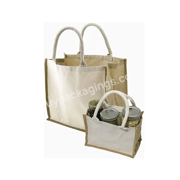 Wholesale Heavy Duty Flat Bottom Reusable And Fashionable Organic Canvas Fabric Shopper Totes Burlap Jute Shopping Bag - Buy Jute Bags Totes,Jute Canvas Tote Bag,Jute Shopping Bag Wholesale.