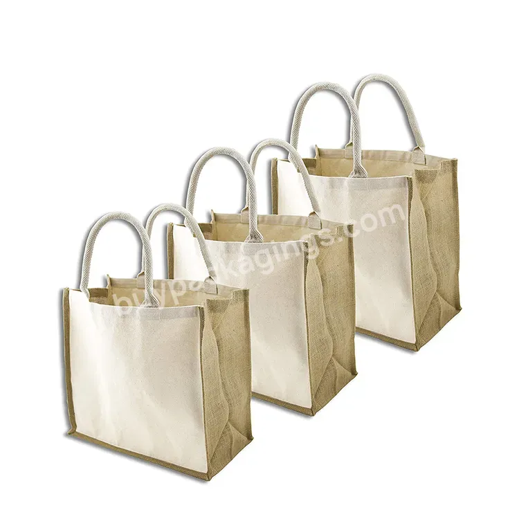 Wholesale Heavy Duty Flat Bottom Reusable And Fashionable Organic Canvas Fabric Shopper Totes Burlap Jute Shopping Bag - Buy Jute Bags Totes,Jute Canvas Tote Bag,Jute Shopping Bag Wholesale.