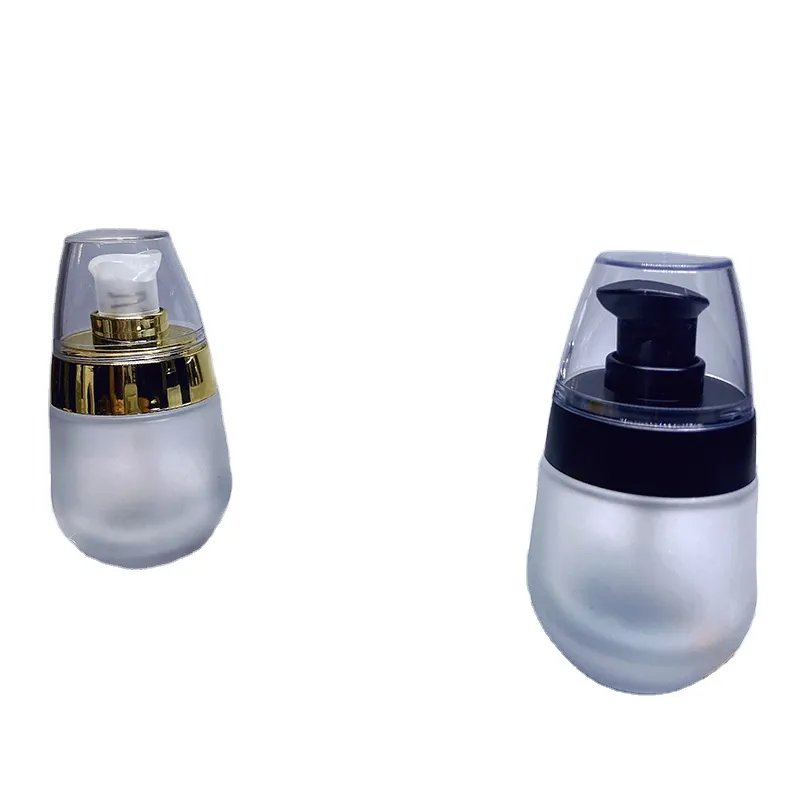 Wholesale High Quality 30ml Egg Shape Gold Silver Black Cover  Essential Oil Glass Bottle