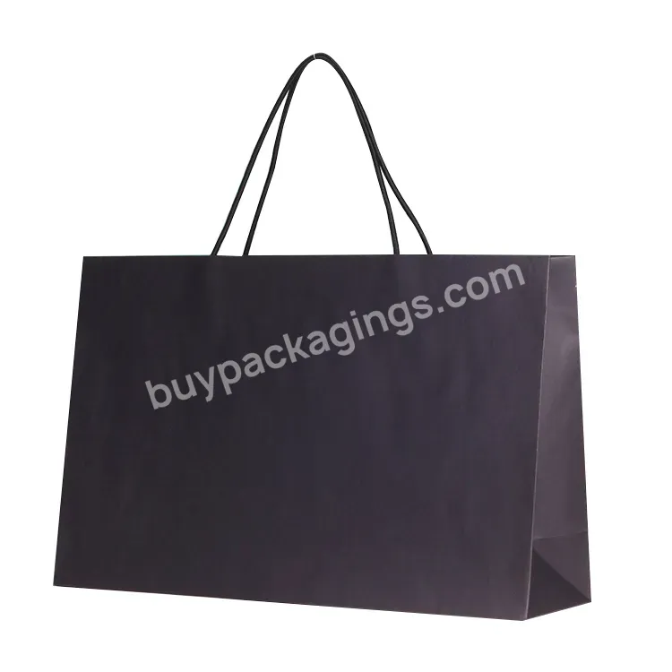 Wholesale High Quality Black Custom Large Paper Bag With Customized Logo With Handle For Clothes Shop