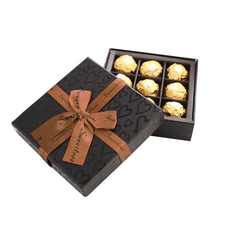 wholesale High Quality black party Wedding elegant packing chocolate cookie kraft paper boxes