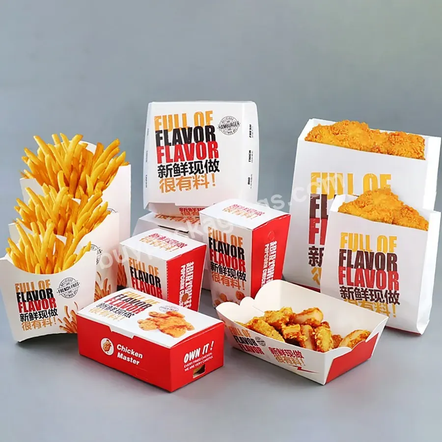 Wholesale High Quality Burger And Chips Paper Packaging Box Custom Disposable Burger Fries Boxes