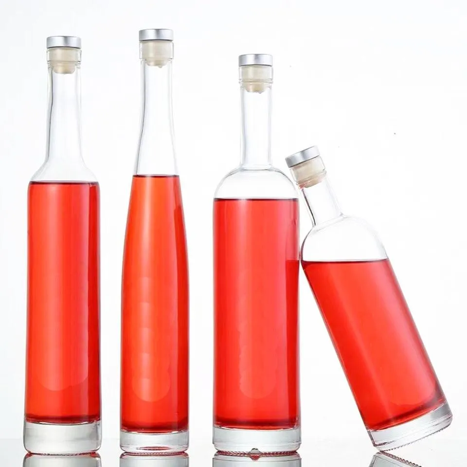 Wholesale High Quality Empty 200ml 375ml 500ml 750ml Colored Round Liquor Bottle Glass Wine Bottle