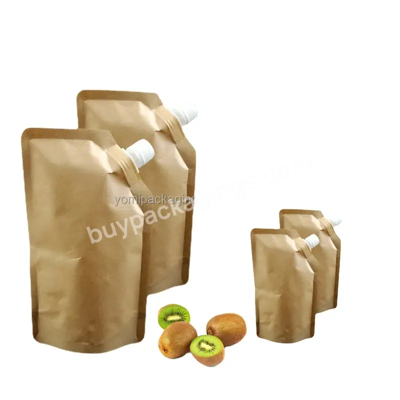 Wholesale High Quality Laminated Custom Mylar Liquid Packaging Kraft Paper Spout Pouch Biodegradable