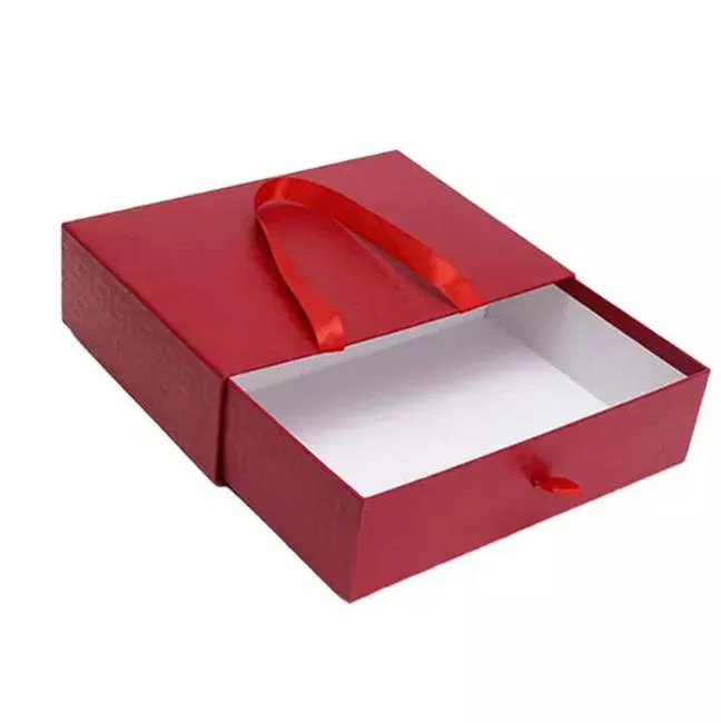 Wholesale High Quality Rectangle Drawer Box Paper Bag With Ribbon Handle Gift Box Set For Love