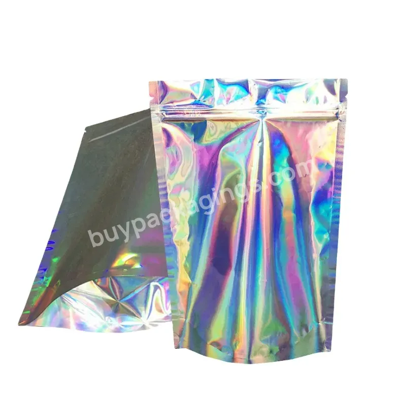 Wholesale Holographic Glossy Plastic Packing With Aluminum Foil Large Food Packing Pouch