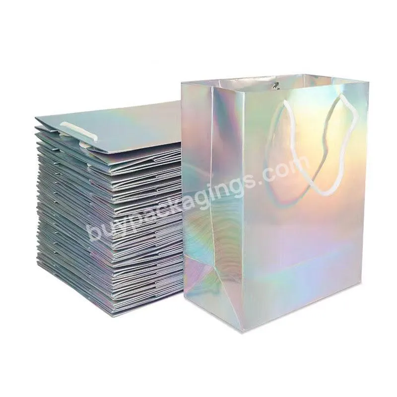 Wholesale Holographic Paper Bag Printing Popular Clothing Cosmetic Packaging Holographic Paper Shopping Bag