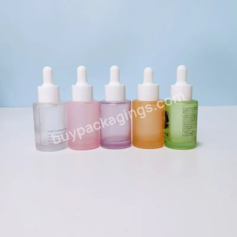 Wholesale Hot Sale 1oz 30ml Frosted Essence Oil Macaron Color Glass Hair Oil Serum Dropper Bottle