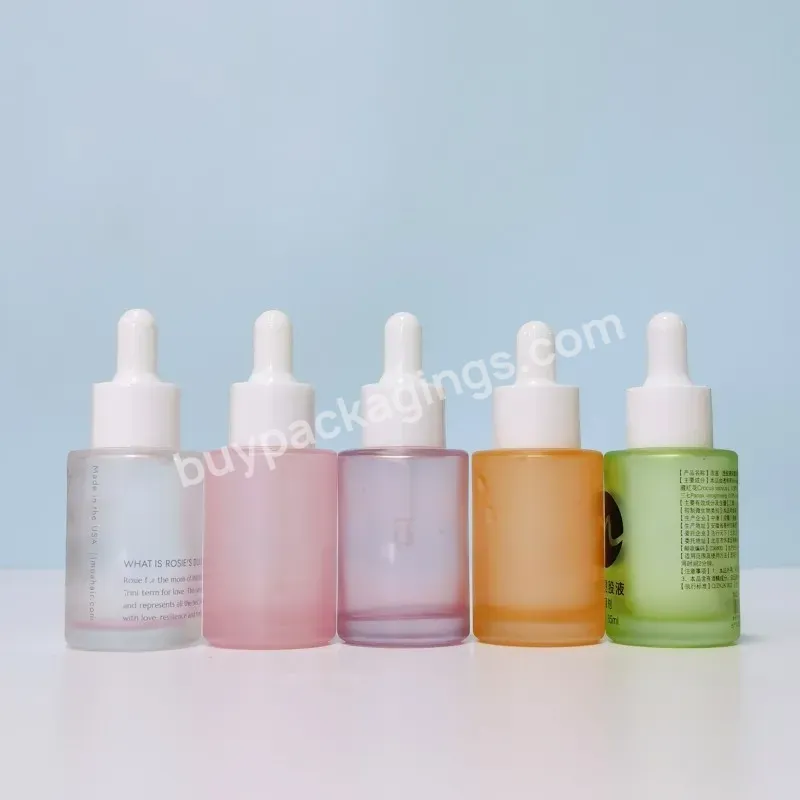 Wholesale Hot Sale 1oz 30ml Frosted Essence Oil Macaron Color Glass Hair Oil Serum Dropper Bottle