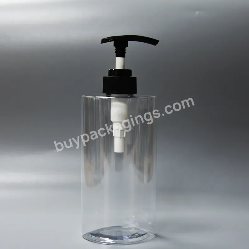 Wholesale Hot Sale Plastic Hand Sanitizer Bottle Transparent Round Flat Shampoo Shower Gel Lotion Pump Bottle 480ml 500ml