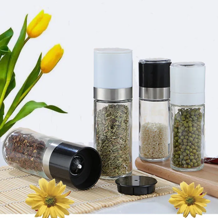 Wholesale Hot Sell Adjustable Salt Mill Glass Bottle Ceramic Core Manual Stainless Steel Chili Pepper Grinder