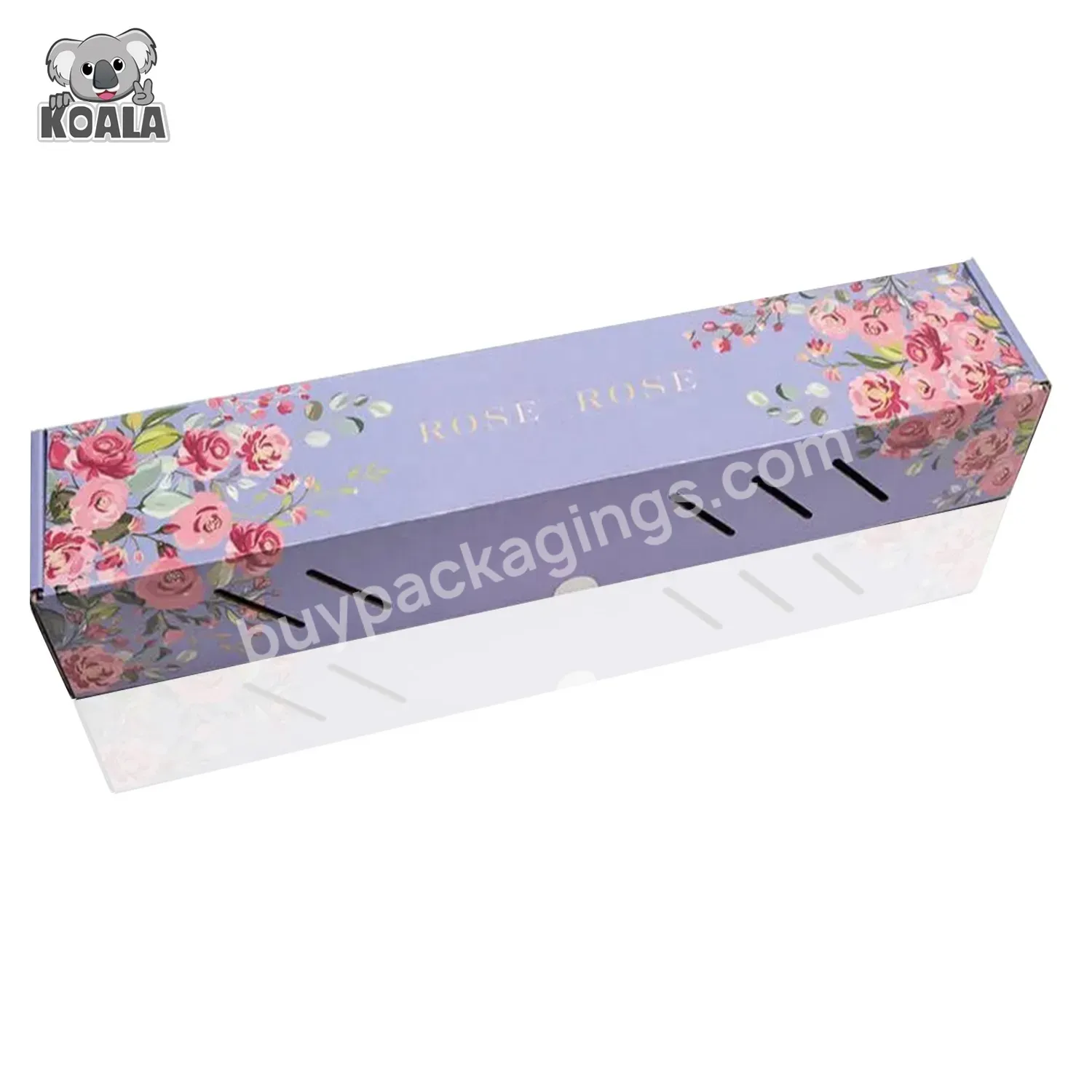 Wholesale Hot Selling Big Purple Foldable Corrugated Carton Fresh Florist Bouquet Roses Flower Packaging Box