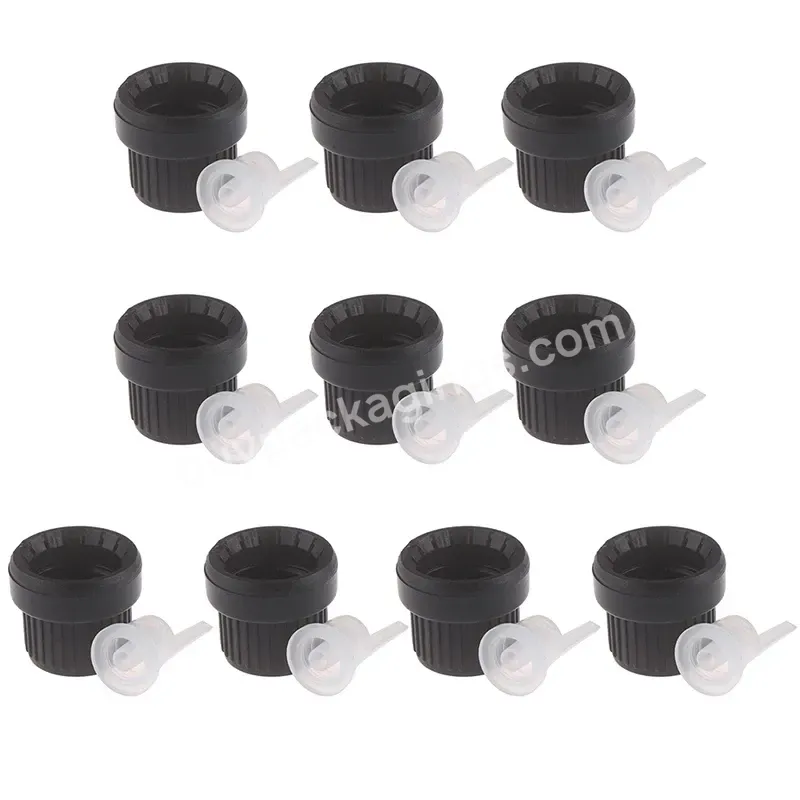 Wholesale In Stock 18mm Din18 Big Black Custom Color Tamper Evident Cap Tamper Ring Essential Oil Lid With Plug Ship Within 5day