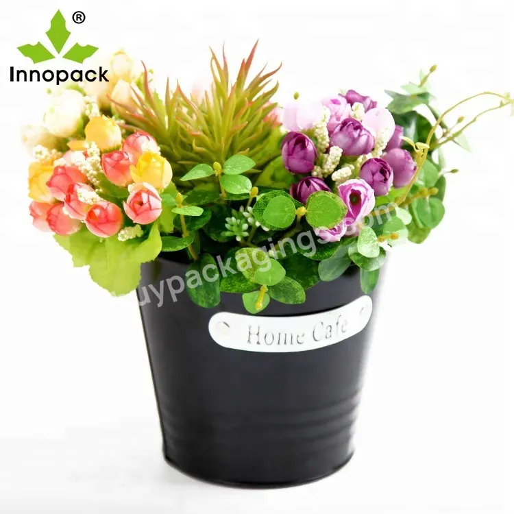 Wholesale Iron Flower Pot Stand Galvanized Metal Bucket Vase