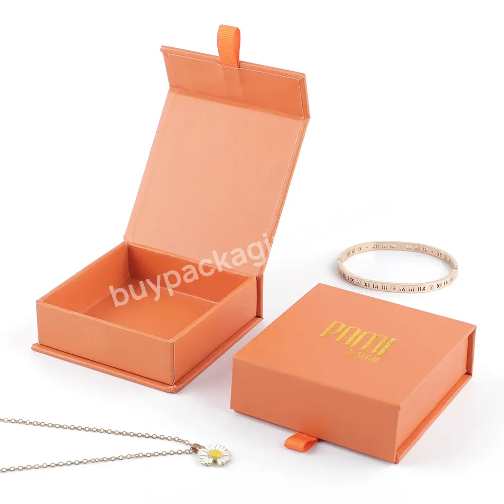 Wholesale Jewelry Box Book Gift Orange Packaging Flip Top Magnetic Boxes Shaped Like Books Custom Logo Vintage China Paper