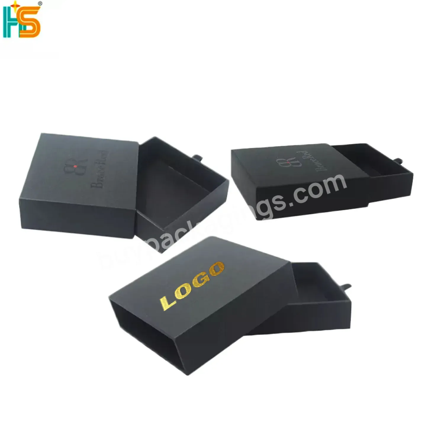 Wholesale Jewelry Boxes Packaging Custom Small Black Drawer Gift Jewelry Boxes With Logo