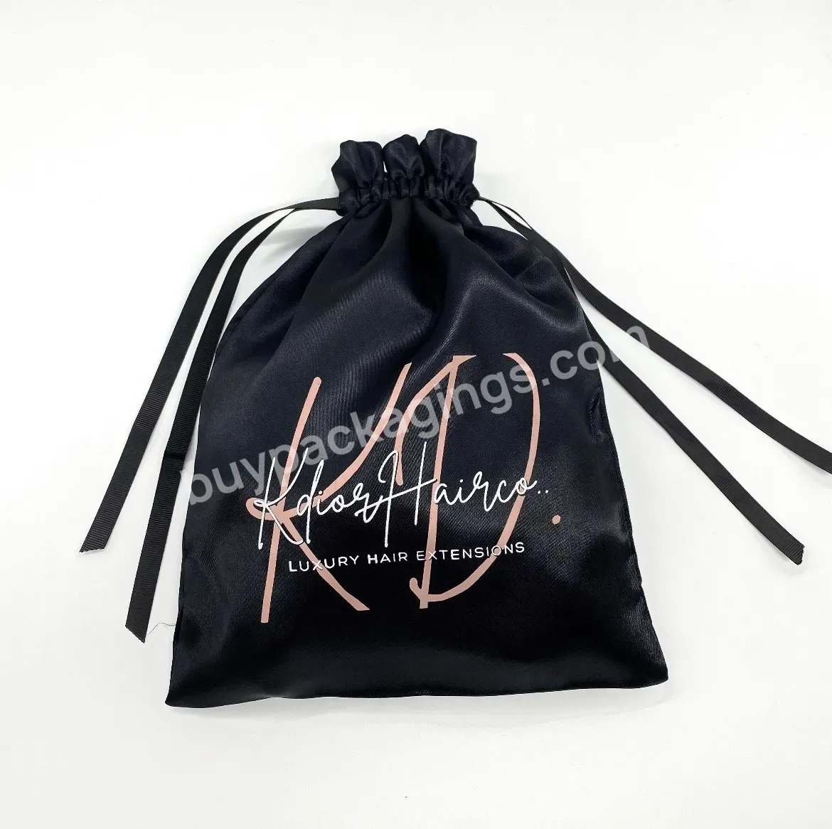 Wholesale Jewelry Pouch Silk Hair Peach Bag Wig Extensions Packaging Dust Beauty Cosmetic Satin Drawstring Bag