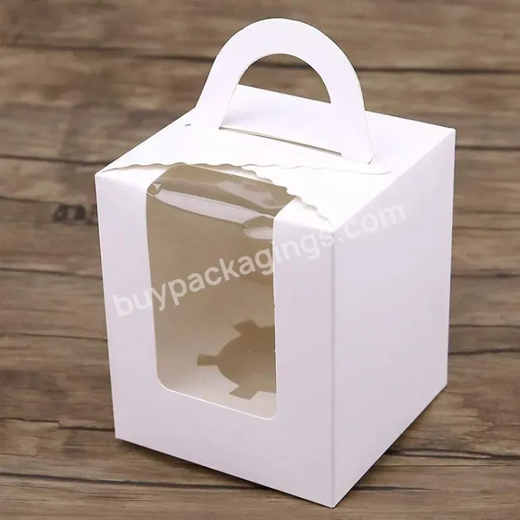 Wholesale Kraft Paper Big Transparent Window Birthday Cake Wrapper Cake Box With Handle