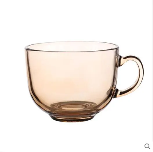 Wholesale Large Diameter Transparent  Glass Bowl Breakfast Milk Porridge Household Water Bowl With Handle