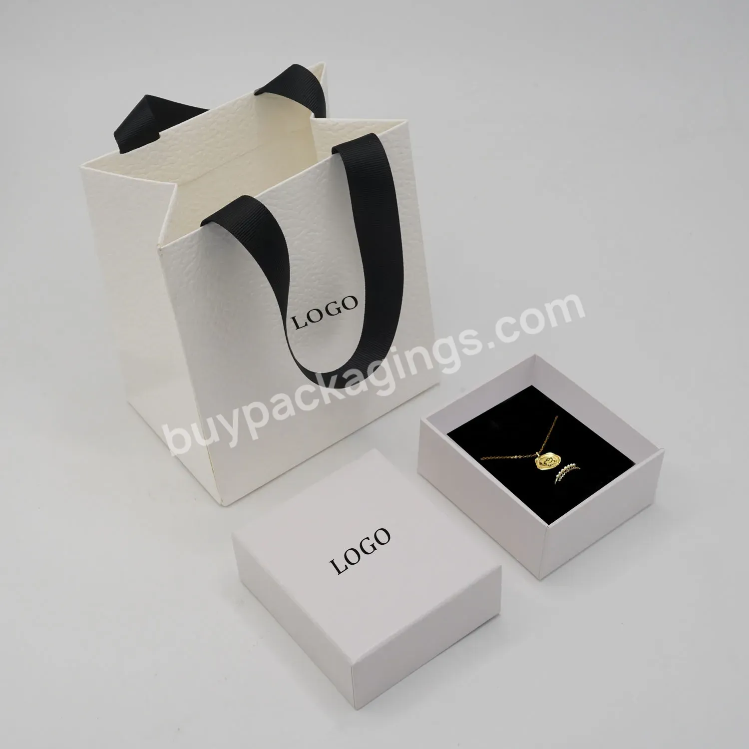 Wholesale Lid And Base Paper Small Box Packaging Custom White Jewelry Box With Logo