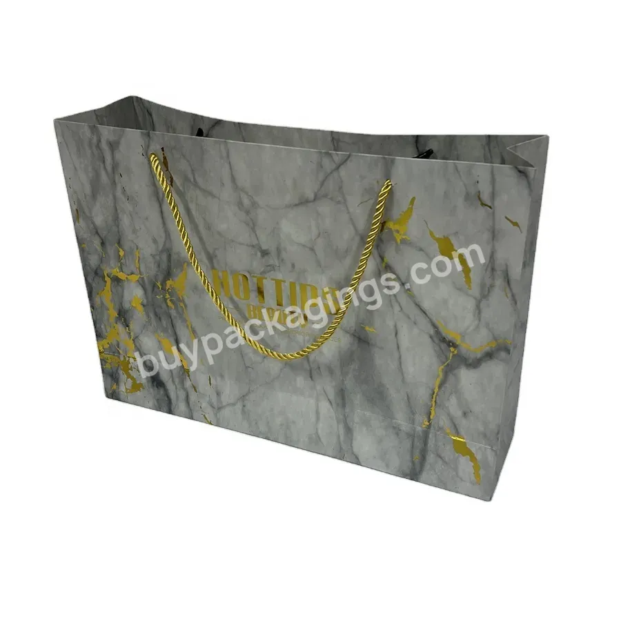 Wholesale Logo Gold Foil Stamped Recyclable Paper Bag Gift Bags With Company Logo