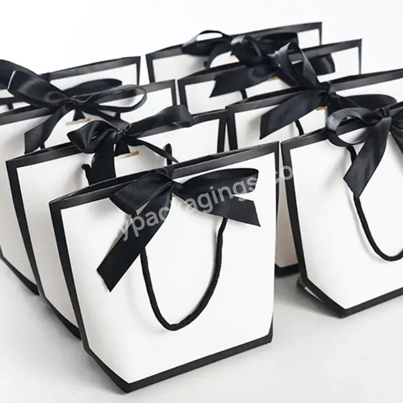 Wholesale Logo Printed Luxury Retail Paper Tote Bag Shopping Bag Paper Gift Bag With Handle And Ribbon