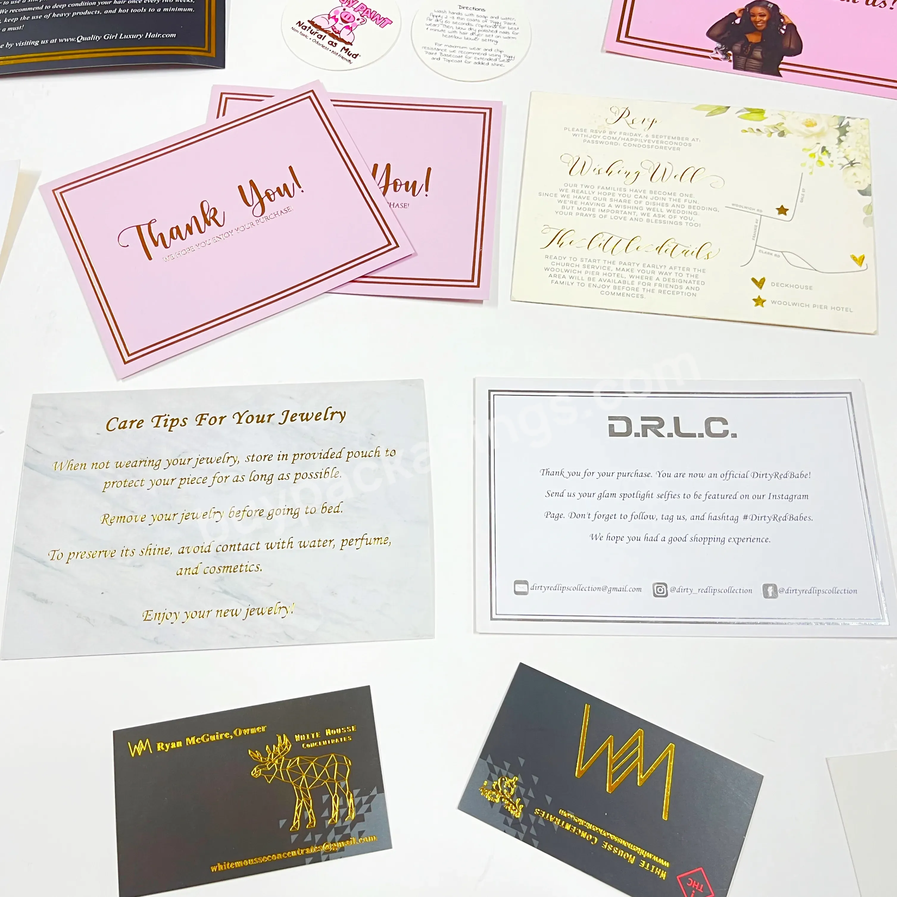 Wholesale Lower Price Thank You Cards Velvet Bracelet Card