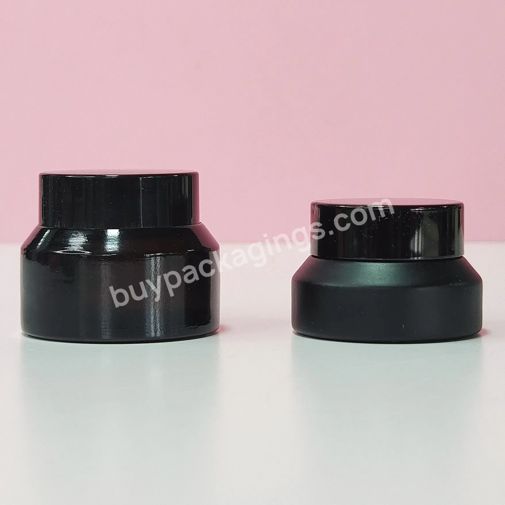 Wholesale Luxurious Acrylic Eye Cream Night Repair Body Butter Black Forested Glass Jar With Black Lid