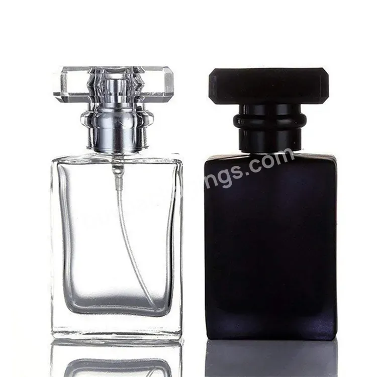 Wholesale Luxury 30 Ml 50 Ml Empty Refillable Rectangle Square Spray Glass Perfume Bottle With Atomizer