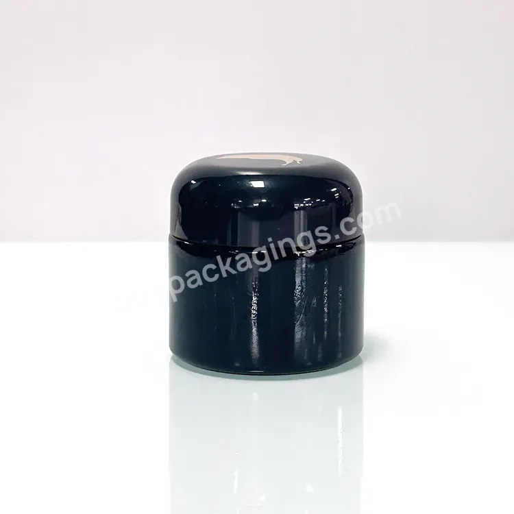 Wholesale Luxury 50ml Glass Black Jar Empty Violet Face Eye Cream Skin Care Cosmetic Packaging With Arc Blacked Lid