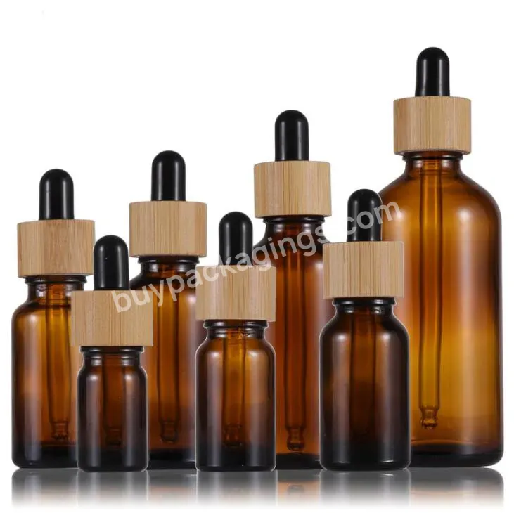 Wholesale Luxury 5ml 10ml 15ml 20ml 30ml 50ml 100ml Amber Perfume Glass Dropper Bottle With Bamboo Lids