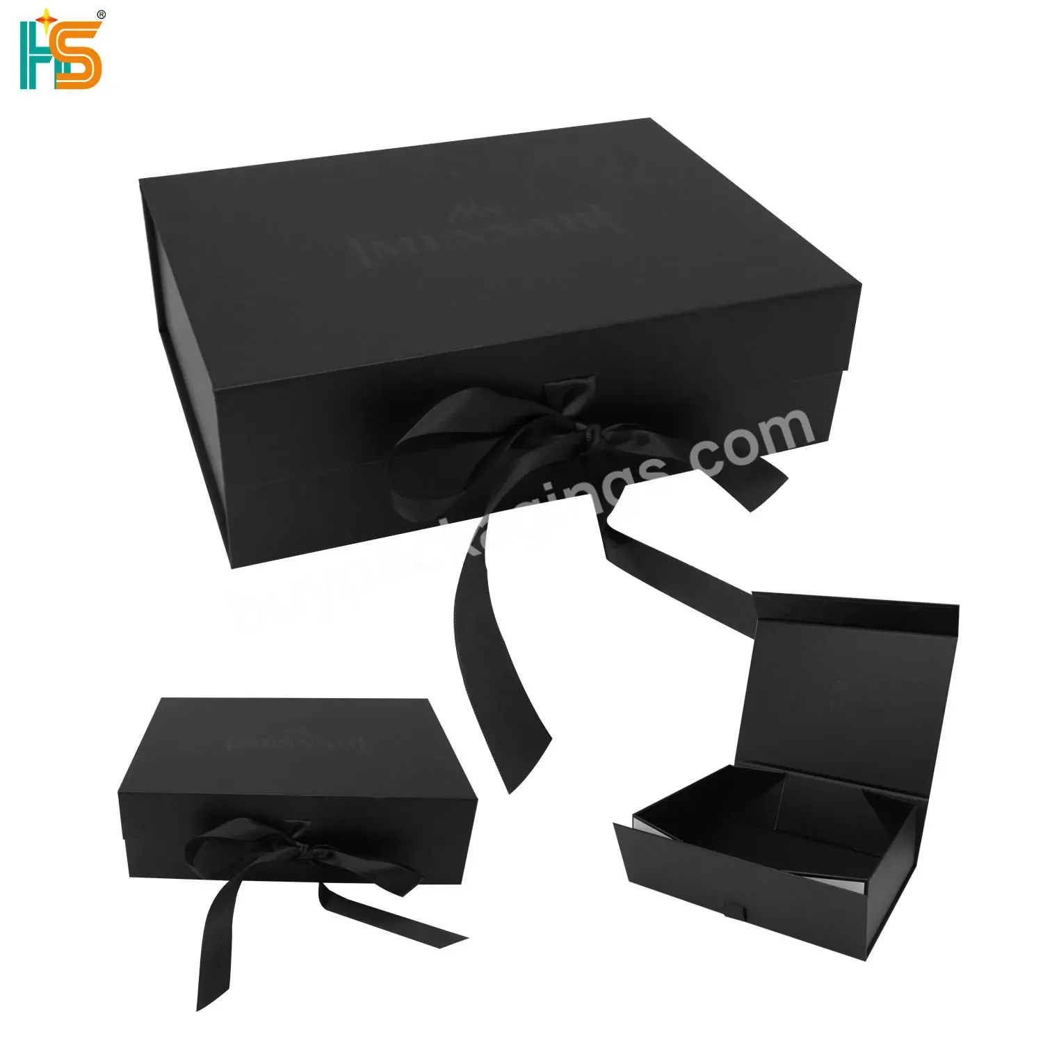 Wholesale Luxury Bespoke Custom Logo Rigid Cardboard Magnetic Paper Gift Folding Boxes With Ribbon Closure For Wedding Dress