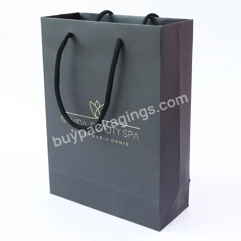 Wholesale Luxury Black Printed Custom Logo Clothing Shopping Bags Gift Paper Packaging Bags