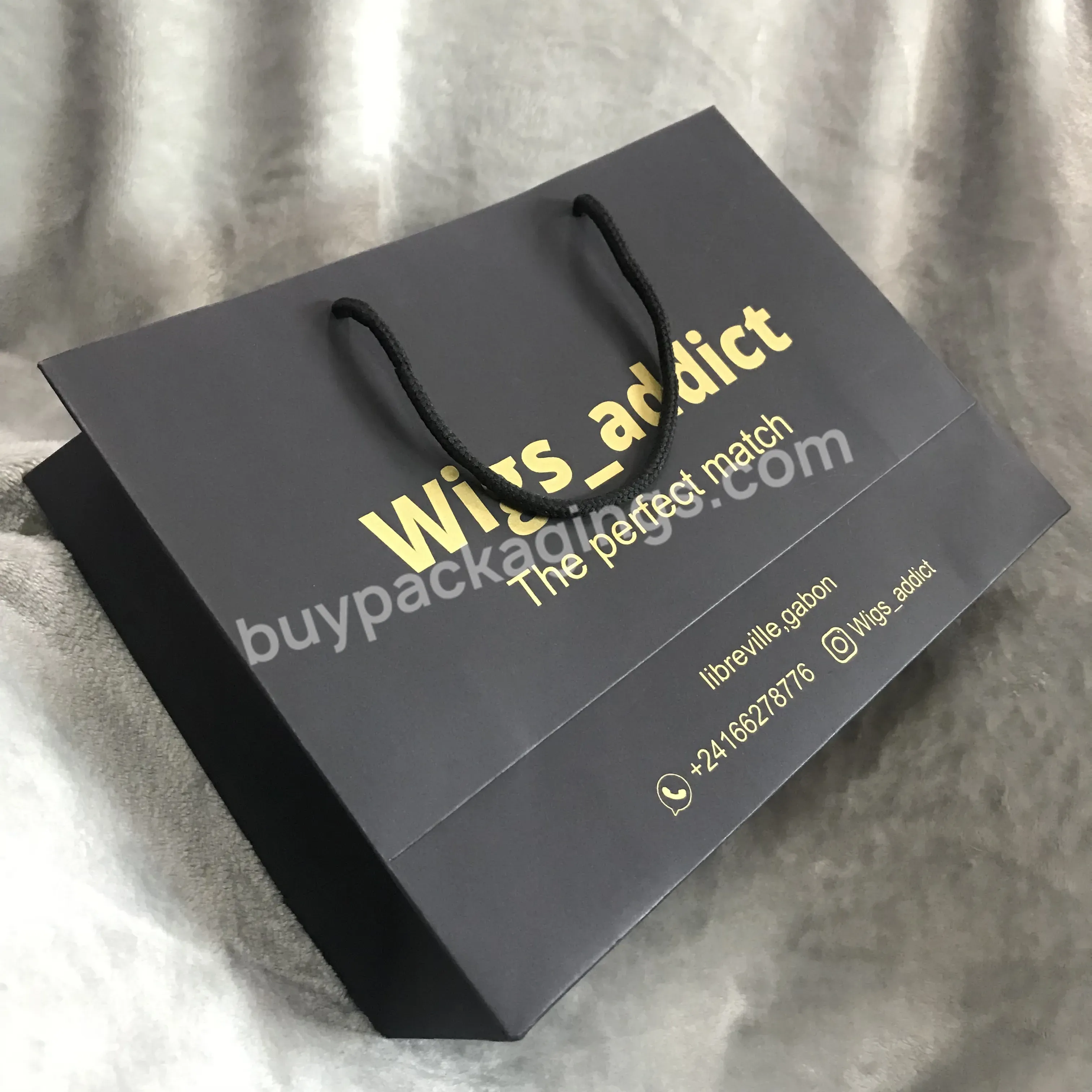 Wholesale Luxury Black Printed Custom Logo Clothing Shopping Bags Gift Paper Packaging Bags