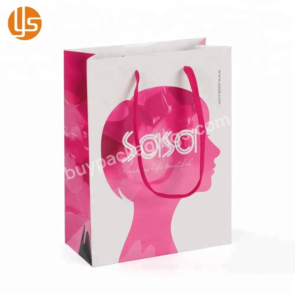Wholesale luxury custom printed logo paper shopping bag for cosmetic apparel