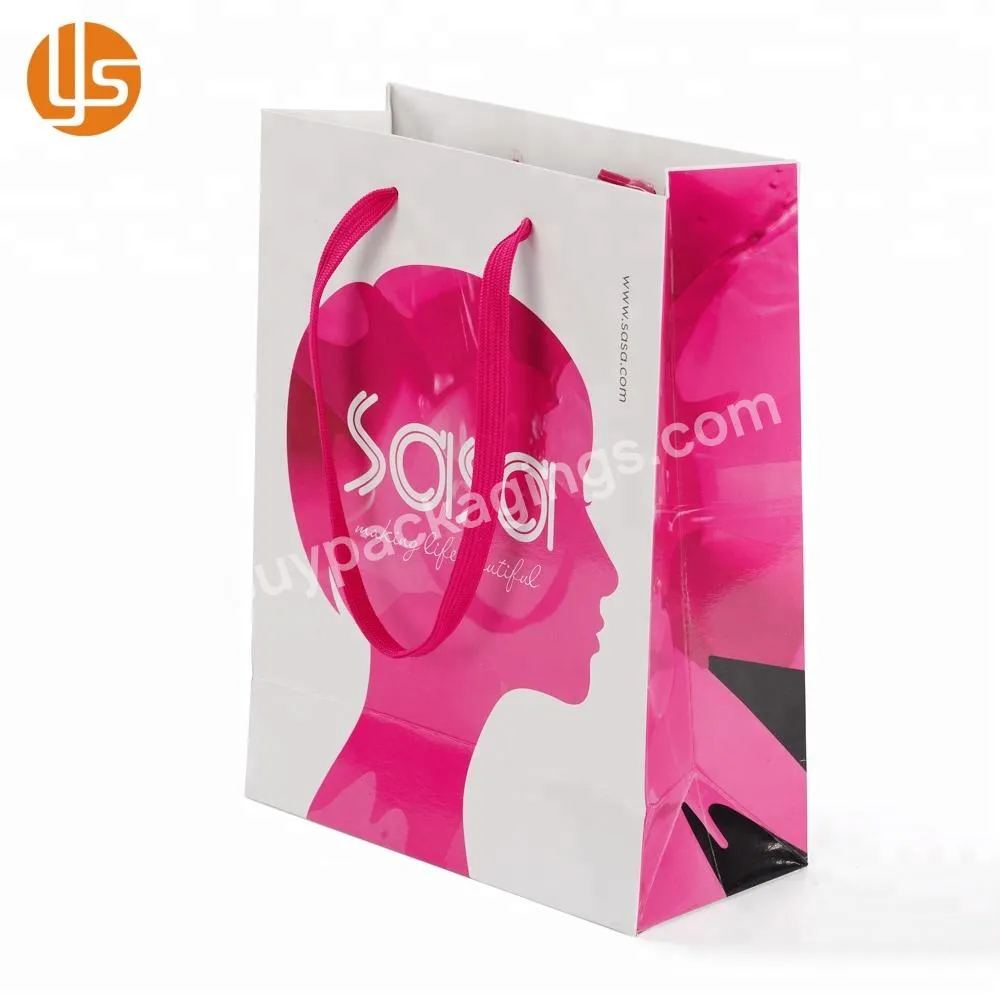 Wholesale luxury custom printed logo paper shopping bag for cosmetic apparel