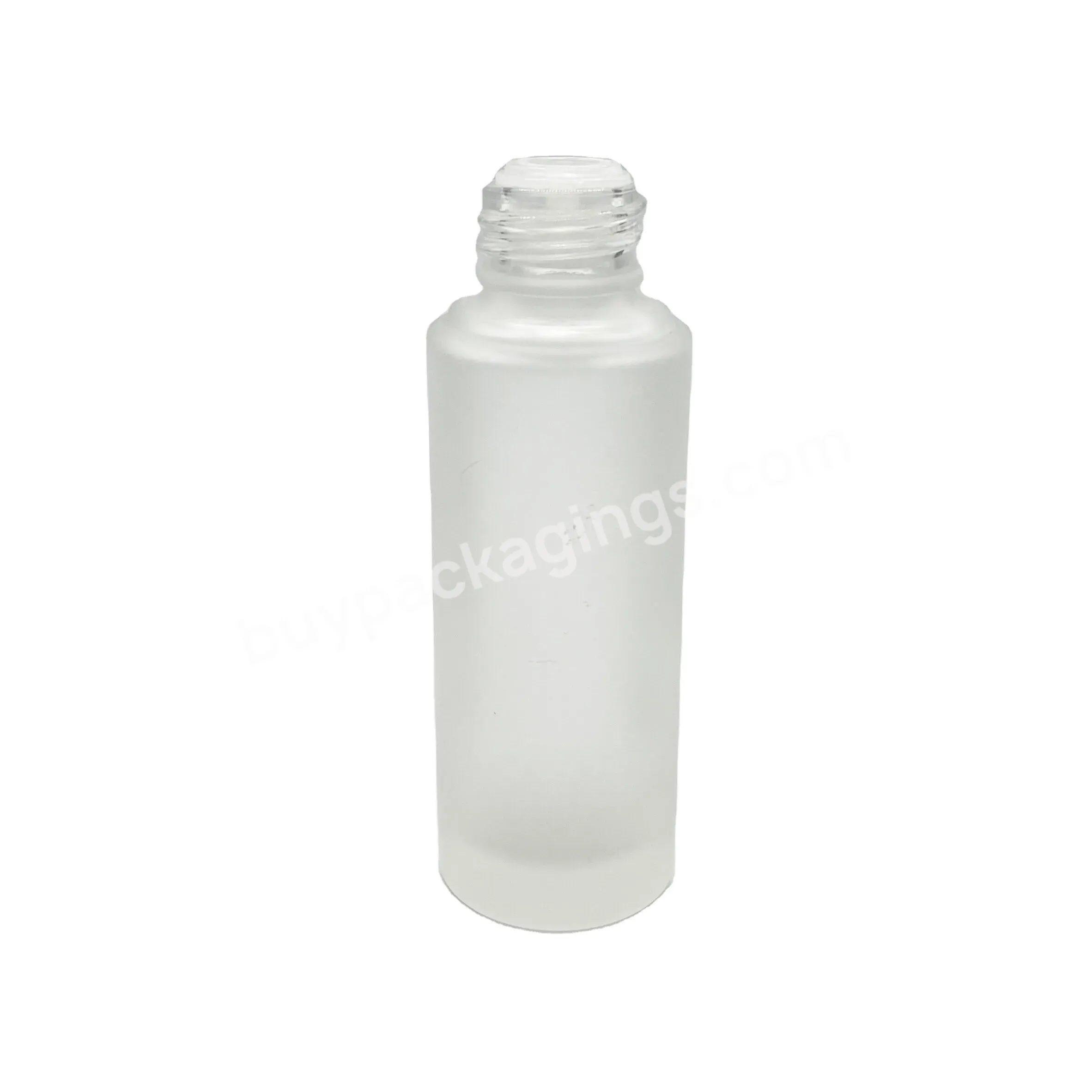 Wholesale Luxury Cylinder Round Glass Serum Essential Oil Lotion Toner Bottle 25ml Clear Frosted Glass Bottle With Alu Screw Cap