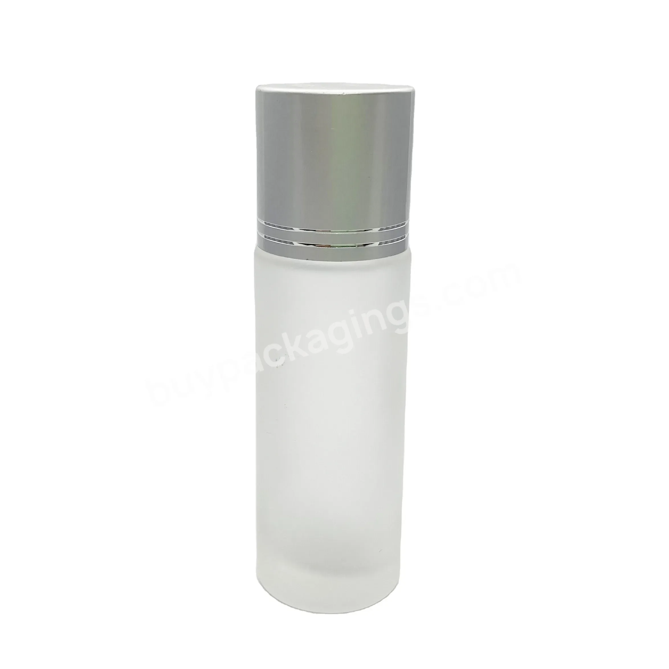 Wholesale Luxury Cylinder Round Glass Serum Essential Oil Lotion Toner Bottle 30ml Clear Frosted Glass Bottle With Alu Screw Cap