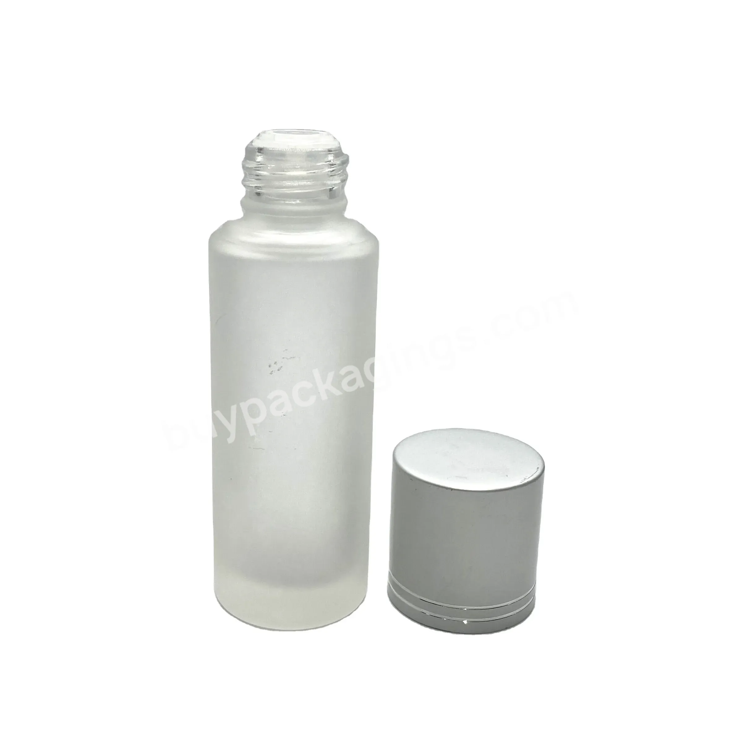 Wholesale Luxury Cylinder Round Glass Serum Essential Oil Lotion Toner Bottle 30ml Clear Frosted Glass Bottle With Alu Screw Cap