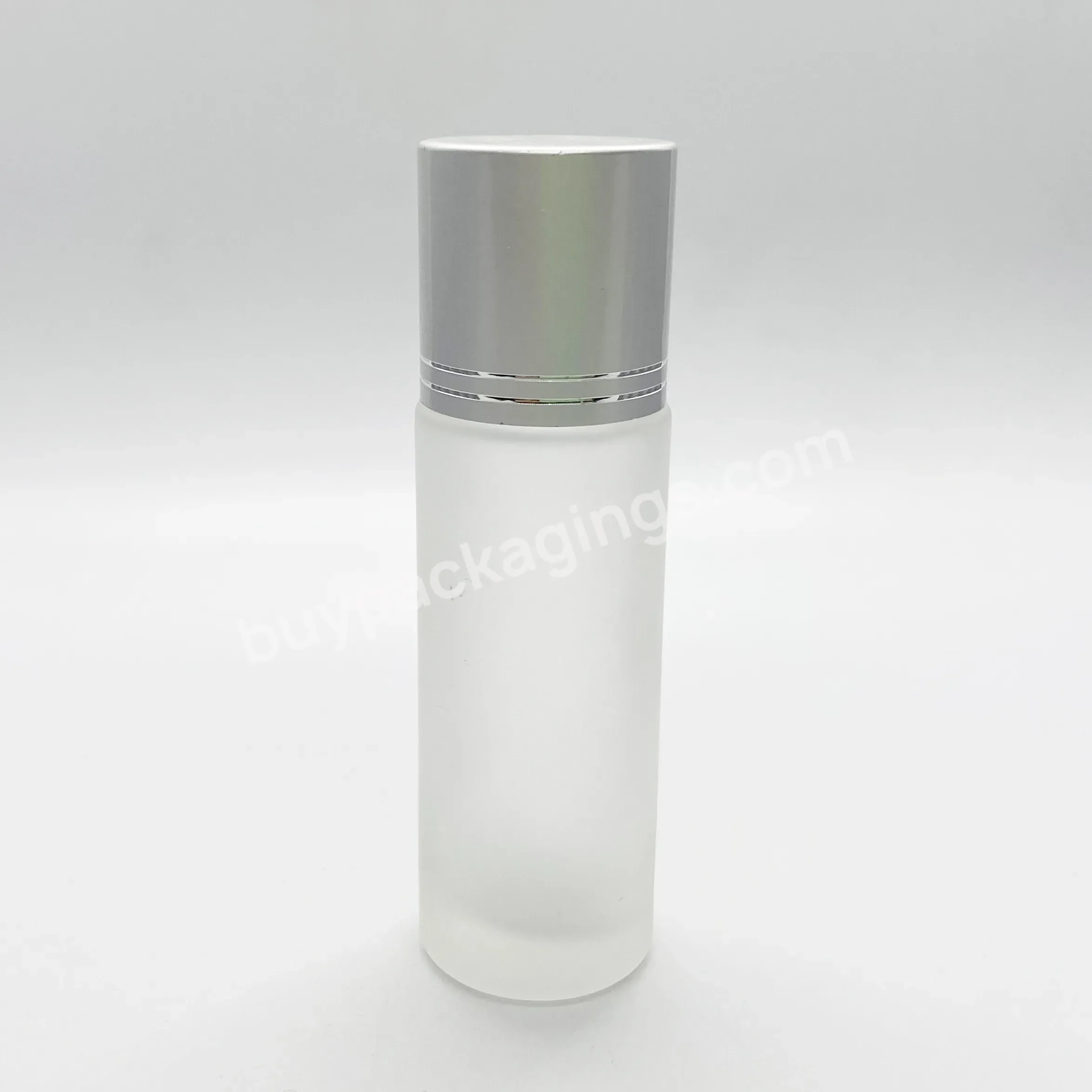 Wholesale Luxury Cylinder Round Glass Serum Essential Oil Lotion Toner Bottle 50ml Clear Frosted Glass Bottle With Alu Screw Cap