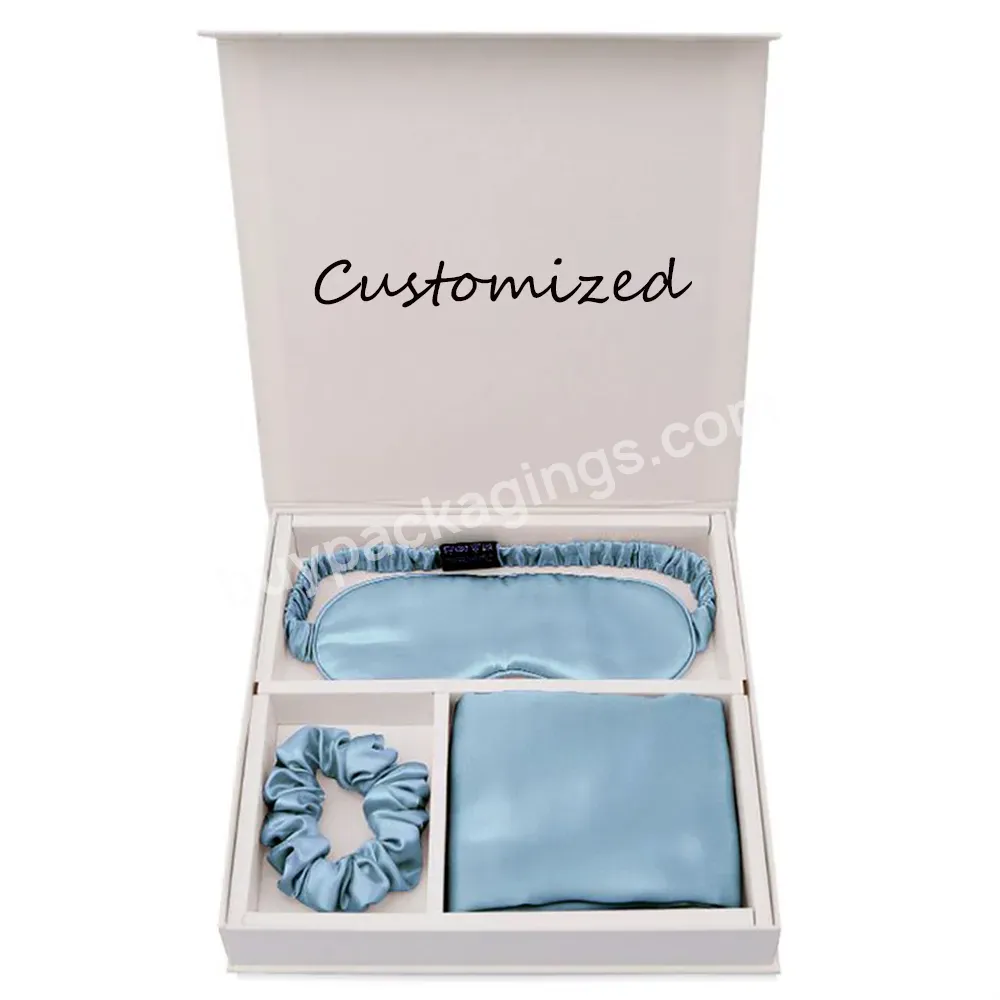 Wholesale Luxury Magnetic Folding Silk Pillowcase & Scrunchies Set Box Silk Eye Mask Packaging Box
