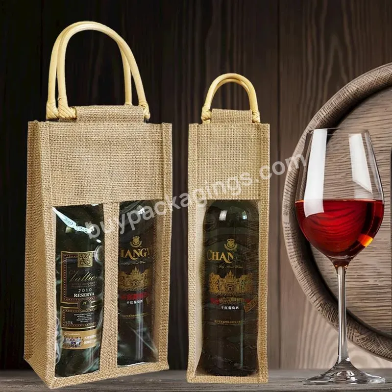 Wholesale Luxury Plain Hessian Jute Shopping Bag Custom Printed Large Natural Eco Friendly Burlap Jute Wine Tote Bag For Package